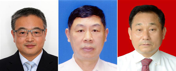 图为黄群、宋月才、姜开斌三位同道的肖像（由左至右）。